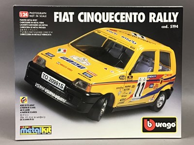 Lot 185 - BBURAGO FIAT CINQUECENTO RALLY KIT AMD CORGI COMMERICAL SET