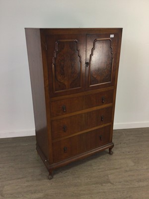 Lot 342 - AN EARLY 20TH CENTURY WALNUT CUPBOARD CHEST