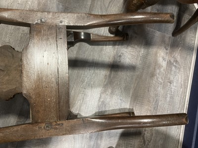 Lot 856 - A SET OF SIX AND A SMALLER PAIR OF 18TH CENTURY WALNUT URN BACK DINING CHAIRS OF QUEEN ANNE DESIGN