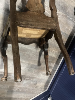 Lot 856 - A SET OF SIX AND A SMALLER PAIR OF 18TH CENTURY WALNUT URN BACK DINING CHAIRS OF QUEEN ANNE DESIGN