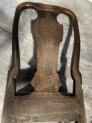 Lot 856 - A SET OF SIX AND A SMALLER PAIR OF 18TH CENTURY WALNUT URN BACK DINING CHAIRS OF QUEEN ANNE DESIGN