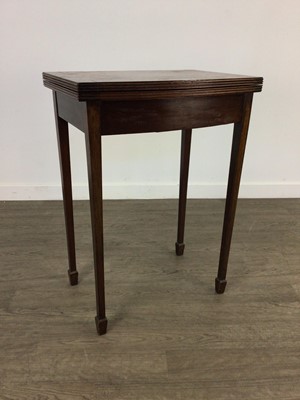 Lot 111 - A 19TH CENTURY BOW FRONT FOLD OVER CARD TABLE