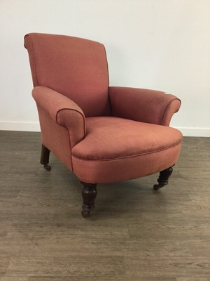 Lot 119 - A PINK UPHOLSTERED ARMCHAIR