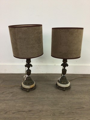 Lot 267 - A PAIR OF CAST METAL TABLE LAMPS