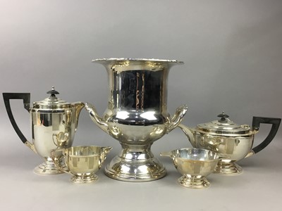 Lot 234 - AN ART DECO SILVER PLATED FOUR PIECE TEA SERVICE