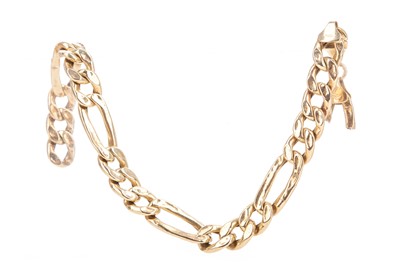 Lot 412 - A GOLD FIGARO BRACELET