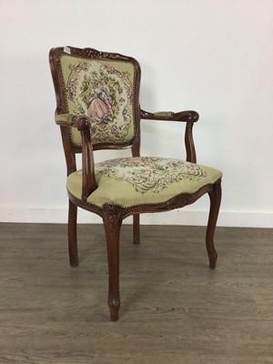 Lot 279 - A FRENCH STYLE CHAIR AND TWO OTHERS