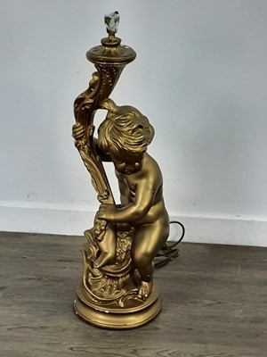 Lot 284 - A GILT TABLE LAMP AND ANOTHER