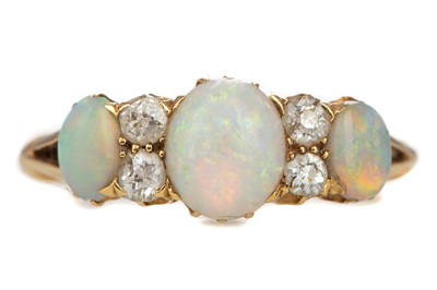 Lot 424 - AN OPAL AND DIAMOND RING