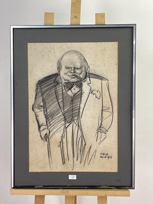 Lot 138 - A LARGE CHARCOAL STUDY OF WINSTON CHURCHILL BY EMILIO COIA