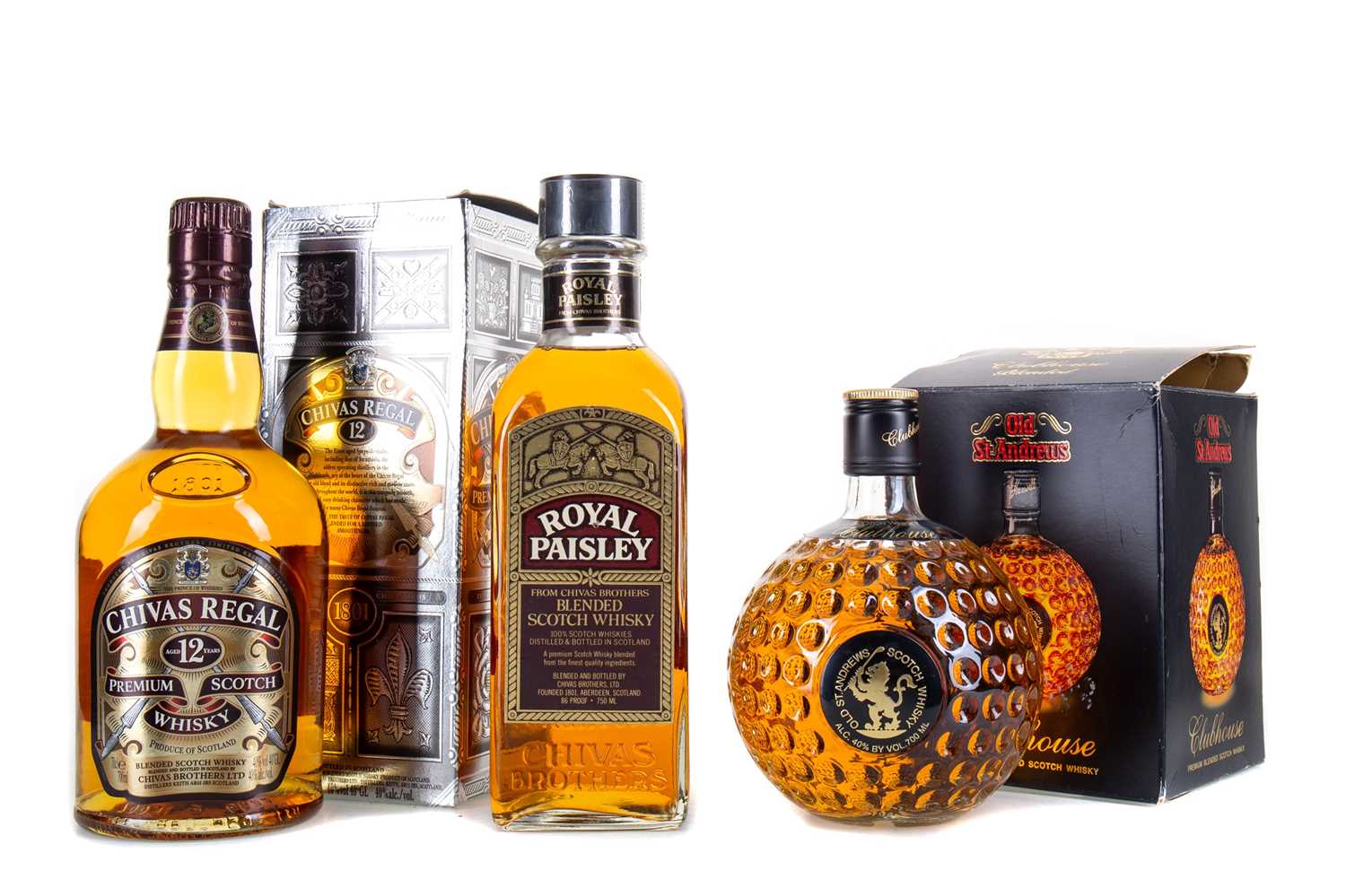 Lot 117 - ROYAL PAISLEY 75CL, CHIVAS REGAL 12 YEAR OLD AND OLD ST ANDREWS CLUBHOUSE