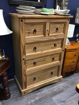 Lot 294 - A MODERN PINE UPRIGHT CHEST OF DRAWERS