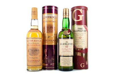 Lot 164 - GLENMORANGIE 10 YEAR OLD AND GLENLIVET 12 YEAR OLD