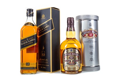 Lot 175 - JOHNNIE WALKER 12 YEAR OLD BLACK LABEL AND CHIVAS REGAL 12 YEAR OLD