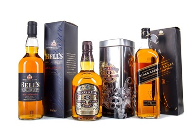 Lot 177 - JOHNNIE WALKER 12 YEAR OLD BLACK LABEL, CHIVAS REGAL 12 YEAR OLD AND BELL'S SPECIAL RESERVE