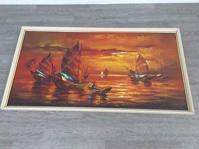 Lot 299 - TWO MODERN CHINESE OIL PAINTINGS