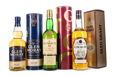 Lot 185 - GLEN GRANT 10 YEAR OLD, GLENLIVET 12 YEAR OLD AND GLEN MORAY SINGLE MALT