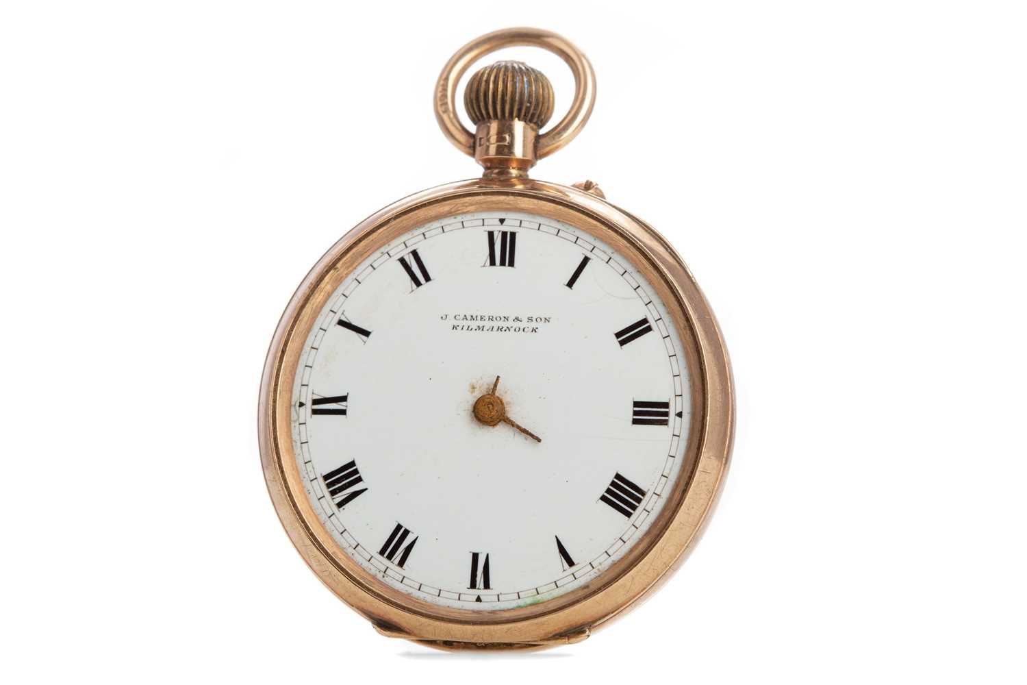 Lot 833 - A NINE CARAT GOLD FOB WATCH
