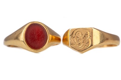 Lot 426 - TWO EIGHTEEN CARAT GOLD SIGNET RINGS