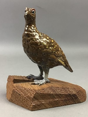 Lot 318 - A COLD PAINTED BRONZE FIGURE OF A GROUSE