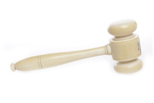 Lot 1210 - A TURNED IVORY GAVEL dated 1934-38, with a...