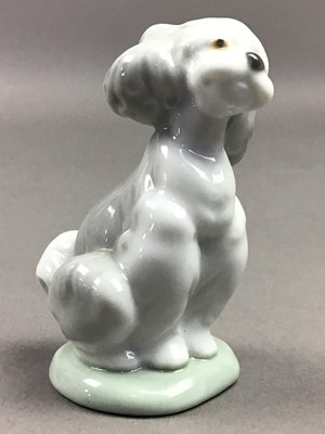 Lot 401 - A LLADRO MODEL OF A DOG, A DOULTON FIGURE OF A GIRL AND A HUMMEL FIGURE