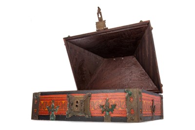 Lot 1127 - A THAI PAINTED AND LACQUERED CASKET