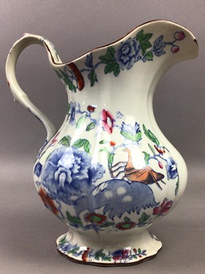 Lot 357 - A MASON'S STONEWARE WATER JUG AND TWO DARTMOUTH POTTERY JUGS