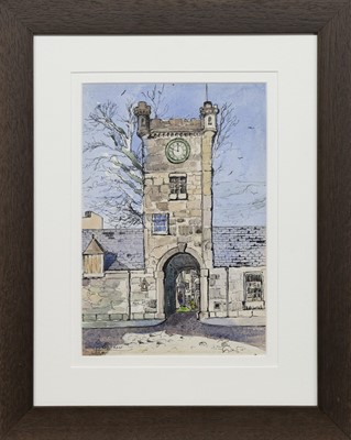 Lot 95 - THE CLOCK TOWER, CULZEAN CASTLE AYRSHIRE, A WATERCOLOUR BY VIOLET MCNEISH KAY