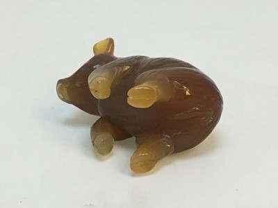 Lot 82 - A RUSSIAN CARVED HARDSTONE MODEL OF A PIG