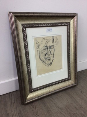 Lot 664 - PORTRAIT OF A MAN, AN INK ON PAPER