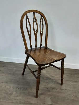 Lot 108 - AN OAK AND ELM SINGLE WINDSOR CHAIR AND OTHER CHAIRS