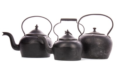 Lot 898 - THREE 19TH CENTURY CAST IRON KETTLES