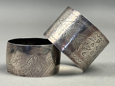 Lot 450 - A KILT PIN AND TWO NAPKIN RINGS