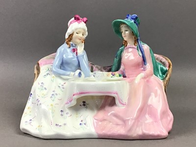 Lot 496 - A ROYAL DOULTON FIGURE OF 'AFTERNOON TEA' AND FOUR OTHERS