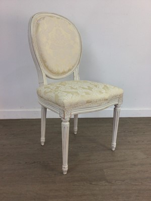 Lot 490 - A WHITE PAINTED CHAIR AND DRESSING STOOL