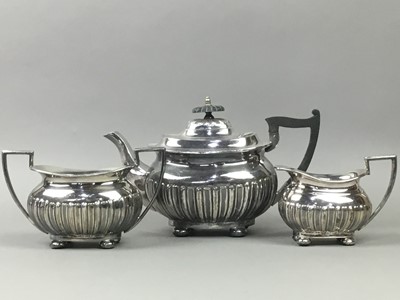 Lot 481 - A WALKER & HALL SILVER PLATED THREE PIECE TEA SERVICE AND OTHER ITEMS