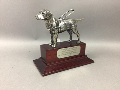 Lot 482 - A LOUIS LEJUNE CAST SILVER PLATED GUIDE DOG