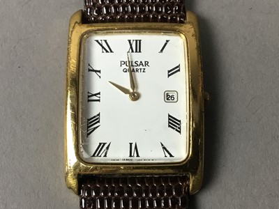 Lot 486 - A ROTARY WRIST WATCH, PULSAR WRIST WATCH AND A BROOCH