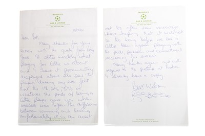 Lot 1508 - SIGNED LETTER FROM BILLY MCNEILL