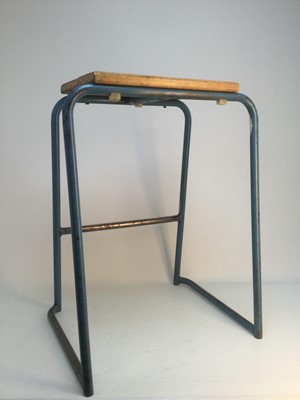 Lot 51 - A SET OF THREE INDUSTRIAL/INSTITUITONAL STACKING STOOLS
