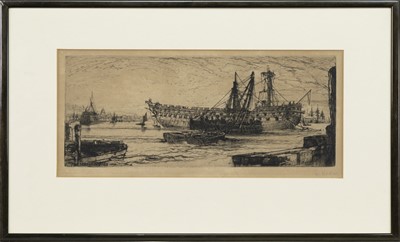 Lot 271 - BREAKING UP THE AGAMEMNON, AN ETCHING BY SIR FRANCIS SEYMOUR HADEN