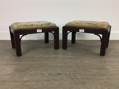 Lot 540 - A PAIR OF MAHOGANY FOOTSTOOLS