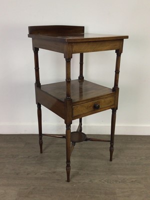 Lot 560 - A 19TH CENTURY MAHOGANY SQUARE TWO TIER WASHSTAND AND OTHER ITEMS