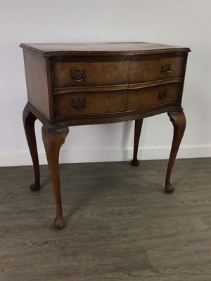 Lot 538 - A WALNUT SERPENTINE FRONTED SIDE TABLE