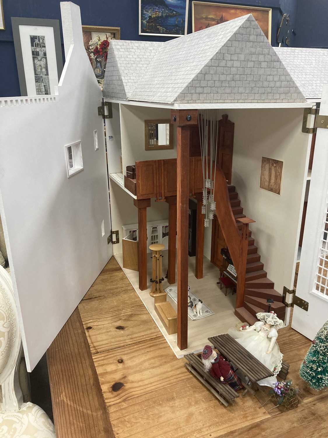 Lot 170 - A LARGE AND IMPRESSIVE DOLL'S HOUSE IN THE MANNER OF CHARLES RENNIE MACKINTOSH