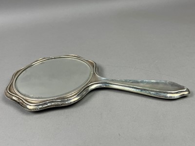 Lot 600 - A SILVER MOUNTED MIRROR, A GOLD STICK PIN AND A PAIR OF CUFFLINKS