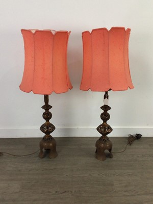 Lot 55 - A PAIR OF CHINESE DESIGN TABLE LAMPS