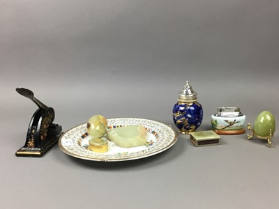 Lot 54 - A MINTONS CERAMIC TABLE LIGHTER AND OTHER ITEMS