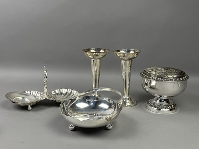Lot 71 - A PAIR OF SILVER PLATED ENTREE DISHES AND OTHER PLATED ITEMS